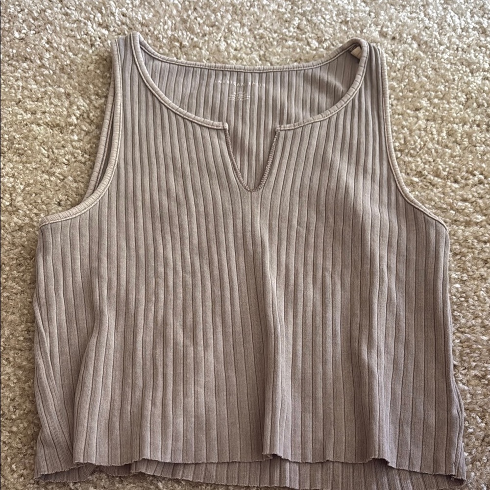 American Eagle Ribbed Tan Sleeveless Top